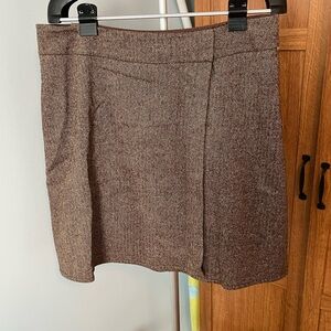 DKNY Textured Brown A-Line Wrap Skirt
